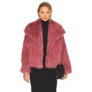 Astr The Label 'Lynx' Brown Faux Fur Coat Size XL